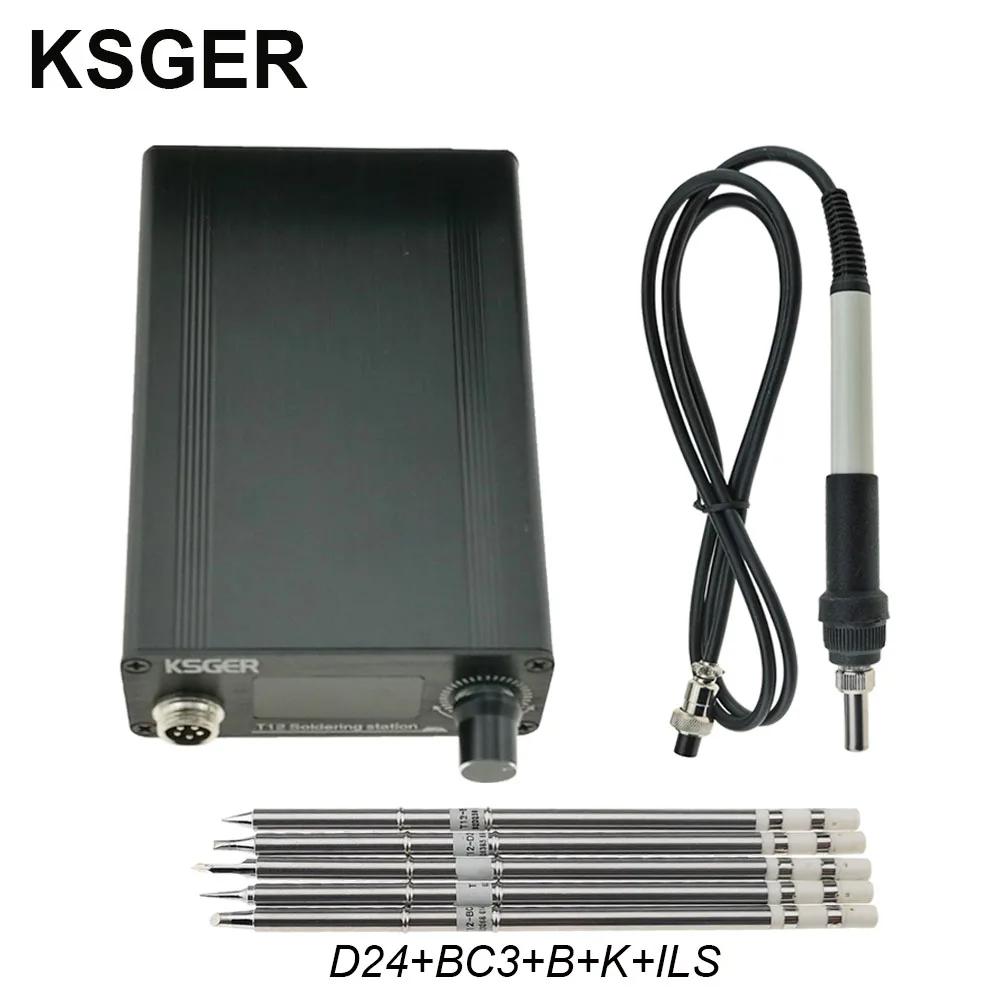 KSGER T12 паяльная станция AC/DC T12 железные наконечники STM32 OLED V2.0 Электрический контроллер алюминиевый сплав DIY наборы сварочные инструменты 907 - Цвет: Set 5