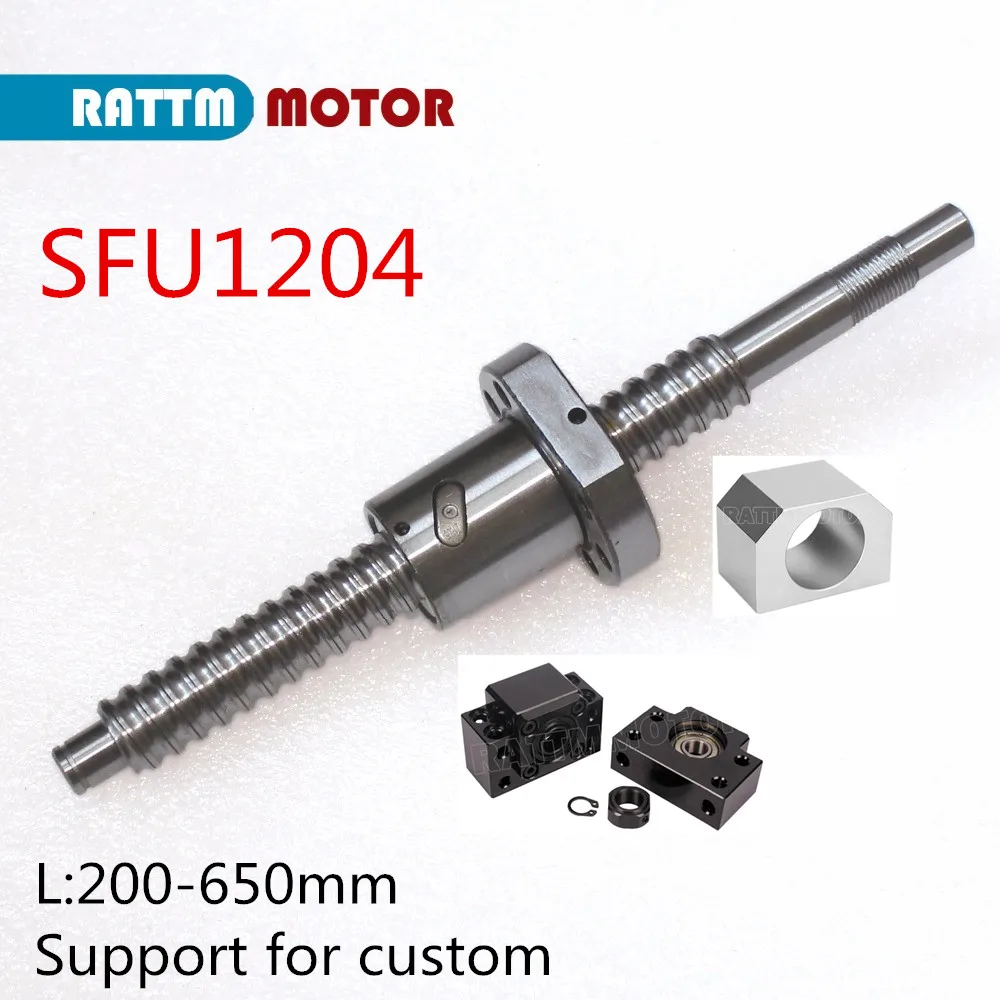 Набор шариковых винтов SFU1204 L200/250/300/350/400/500/600/650 мм с шариковой гайкой и стандартной