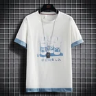 Мужские надписью Счастливый 2021 с буквенным принтом в стиле хип-хоп Японская уличная одежда Harajuku футболка мужская рубашка Для мужчин