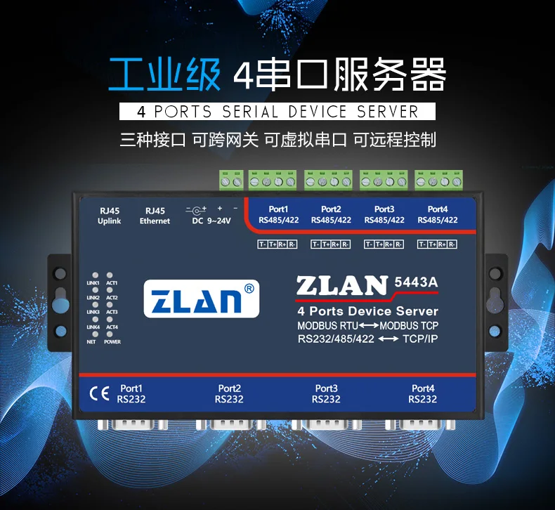 Сервер связи с последовательным портом 4 порта RS232/485/422 для модуля Ethernet сетевой