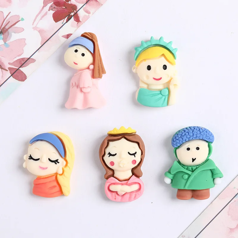 

10Pcs Abstract Artrt Cartoon Character Flatback Resin Cabochons Scrapbooking For Phone Decor Embellishment DIY Hair Bows Crafts