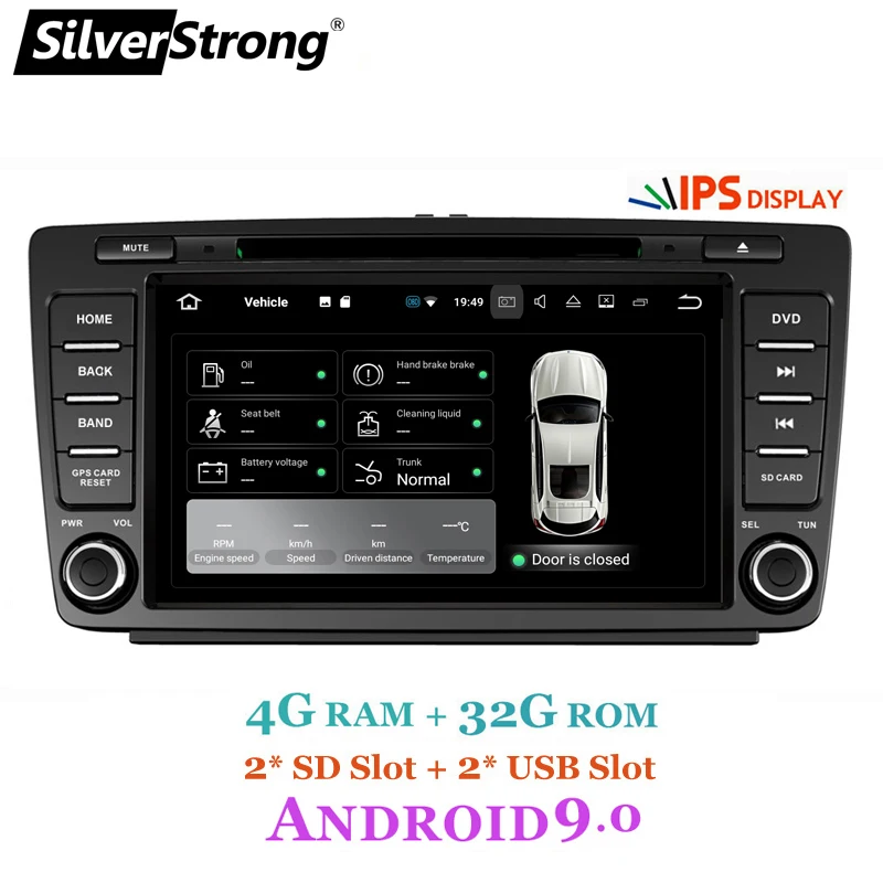 SilverStrong ips автомобильный 2din Octavia2 Android9.0 автомобильный DVD для Skoda Octavia 2 A5 DSP с 4G+ 32G CANBUS Octavia2 DAB+ OBD