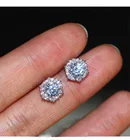 Женские Круглые Серьги серебряного цвета с фианитом, маленькие серьги-гвоздики с фианитами для девушек и женщин, ювелирные изделия