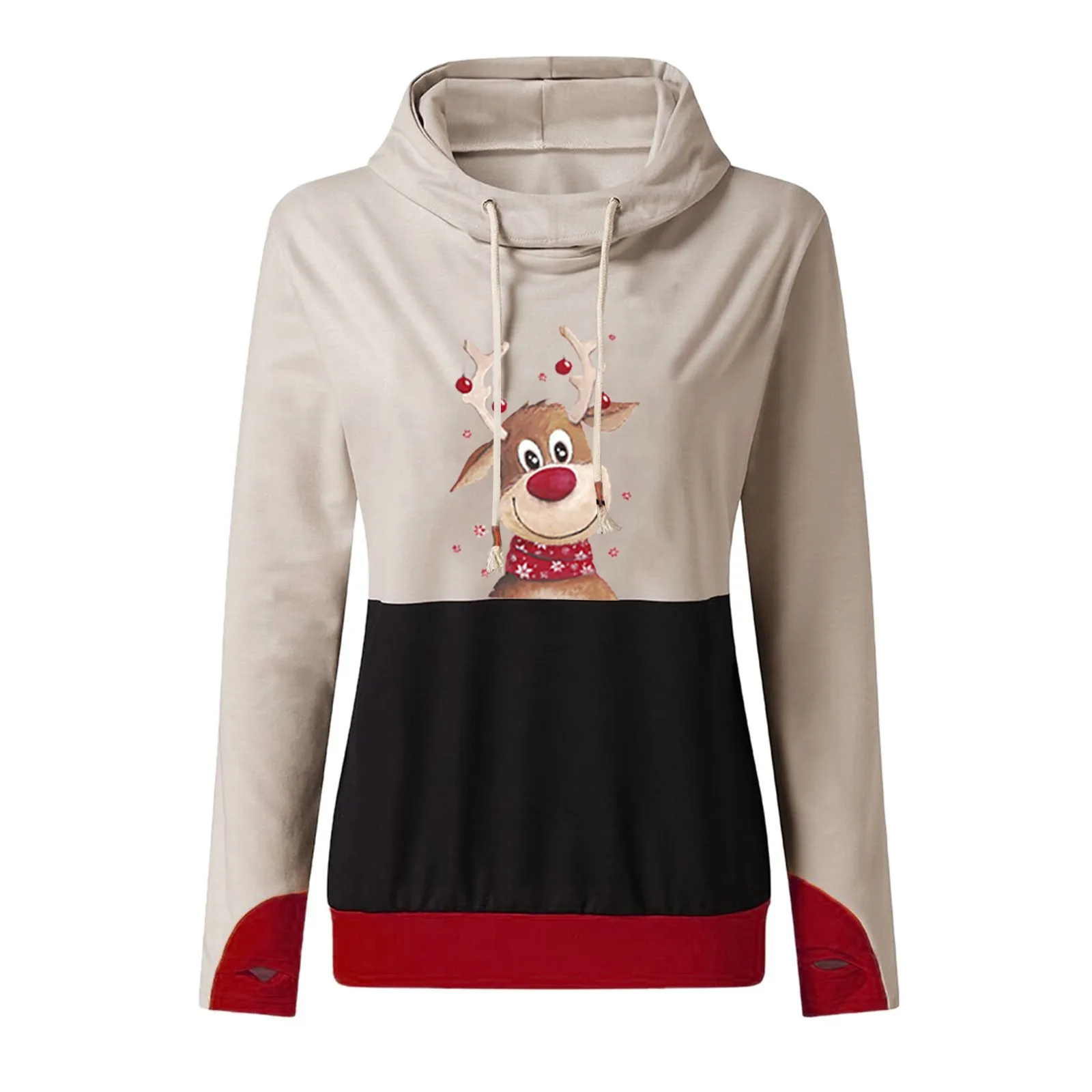 

2021 Рождественская Женская мода, топы с длинным рукавом и круглым вырезом, рубашка, блузка, уличная одежда, теплая одежда, толстовка большого ...