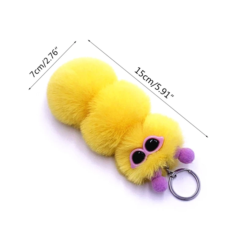 

Y4UD 15cm/6inch Realistic Soft Plush Stuffed Caterpillar Keychain Miniature Decoration Doll Mini Joint Caterpillar Pendant