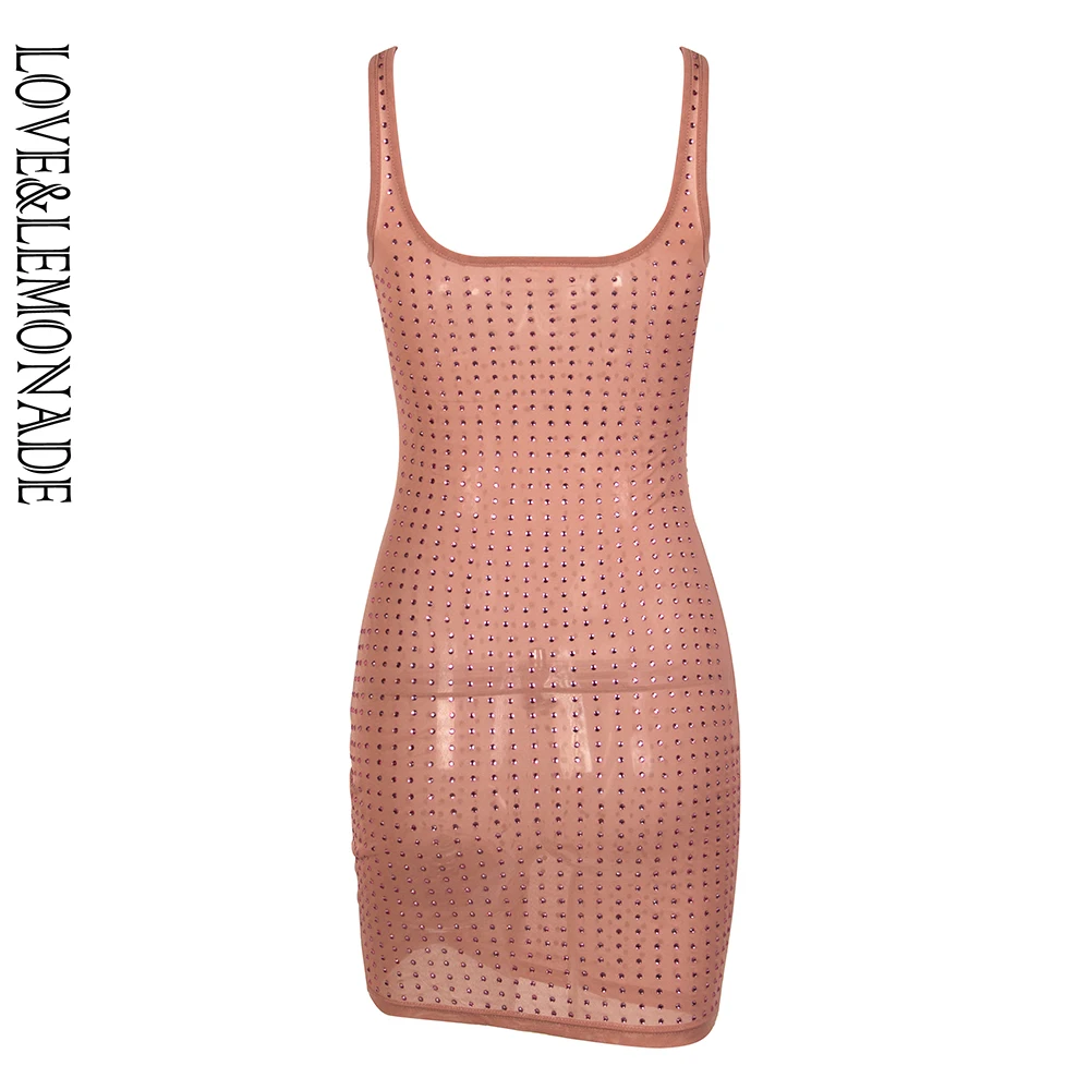 Любовь и лимонада сексуальное платье с круглым вырезом без рукавов Сетка Стразы