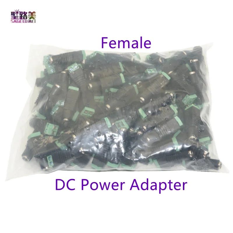 100pcs/pack 5.5mm x 2.1mm Male Female Connector easy DC Power Adapter Plug For CCTV Camera 5050 3528 Single Color LED Lamp strip |