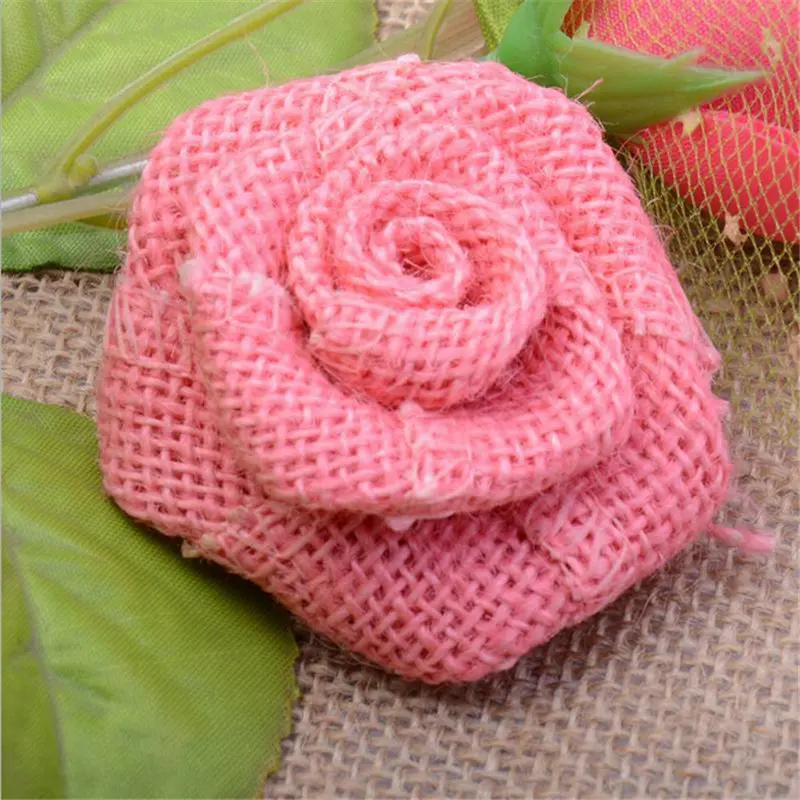 1 шт. в стиле ретро многоцветные декорированном мешковиной горшке роза цветы