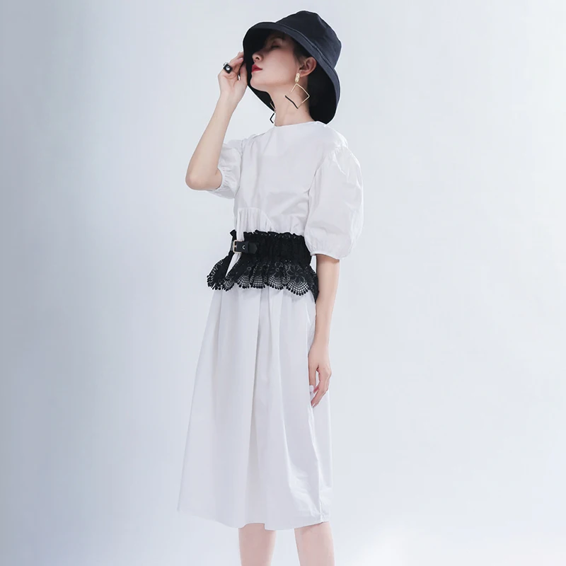 Женское летнее платье миди с пышными рукавами Элегантное повседневное туника