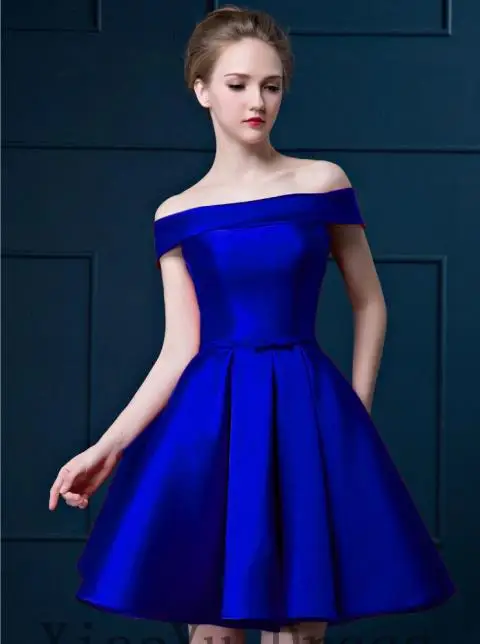 Vestido madrinha новые атласные платья подружки невесты с открытыми плечами и открытой спиной, золотое, королевское, голубое, фиолетовое, розовое, длина до колена, свадебные g