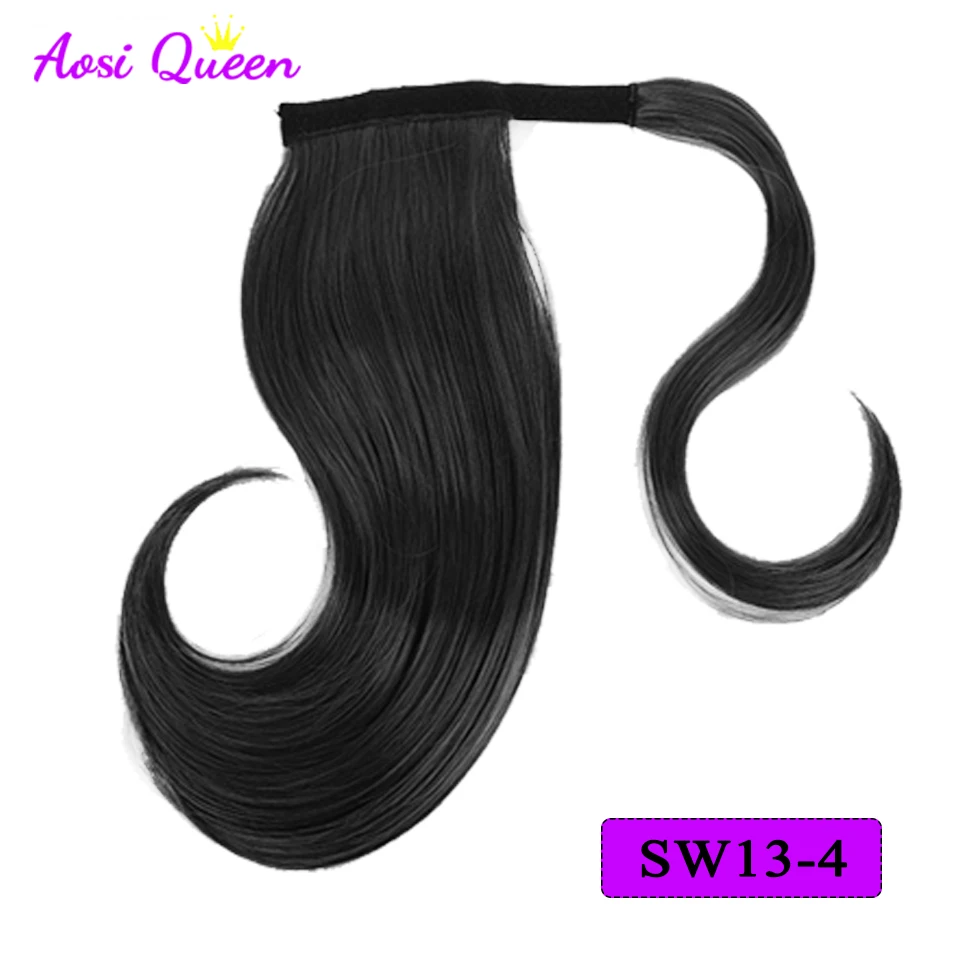 

AS Long Straight Wrap Ponytail Hair Extension Heat-resistant Synthetic Ponytail Black Brown Wig