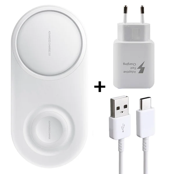 White Samsung Оригинальное Беспроводное зарядное устройство Duo Pad EP-P5200 для Galay S10 S10 X S10+ S10 Plus S9 gear S2 S3 Note 10 Note 8 iPhone Xs - Тип штекера: White