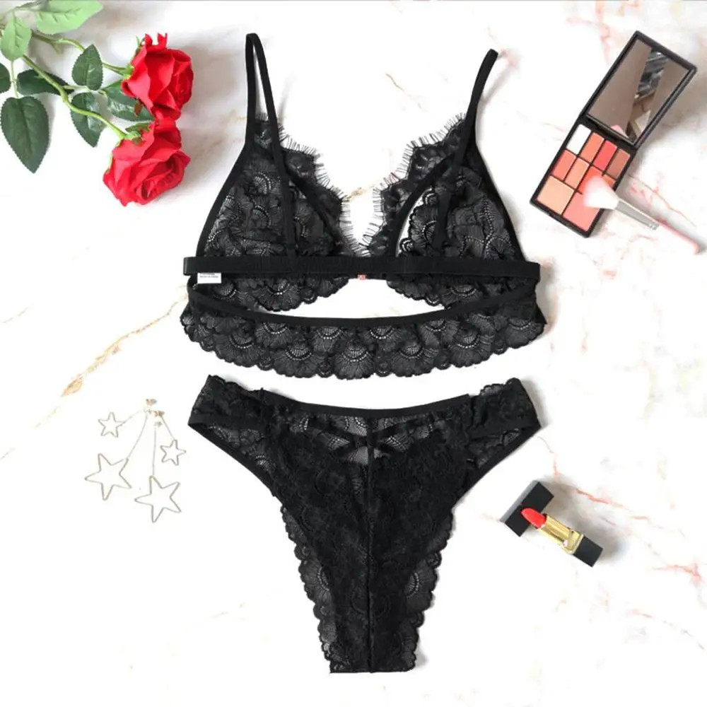 Сексуальный женский кружевной комплект нижнего белья модный полый бюстгальтер
