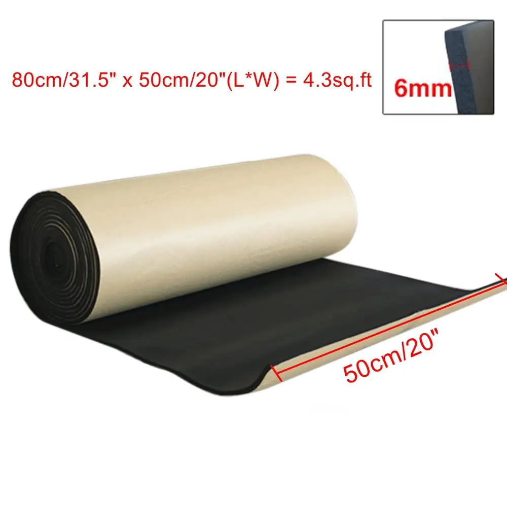UXCELL 236mil 6 мм 80 см/31," x 50 см/20" 4.3sq.ft пена хлопок аудио стерео звук акустический шум поглощающий амортизирующий коврик на крышу