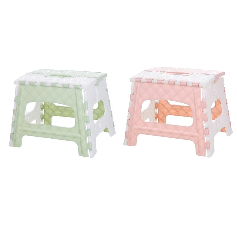 

2 шт., пластиковые складные ступенчатые табуреты зеленого и розового цветов