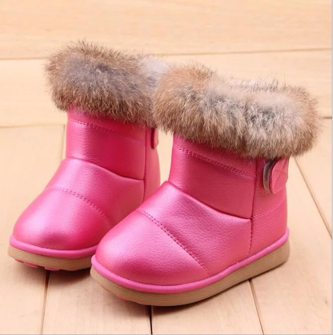 Baby Snow Boot Children Winter Shoes Fur Warm Girl Fashion Ankle Boot Kid Soft Leather Boots Baby Cotton Shoes Waterproof B160