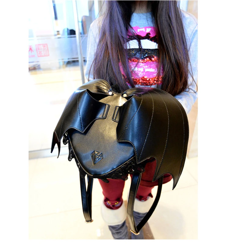 

Women Backpack Bat Wing Backpack Punk Stylish Newest School Bag For Girls Bat Bag Angel Wings Backpack Cute Little Devil Package