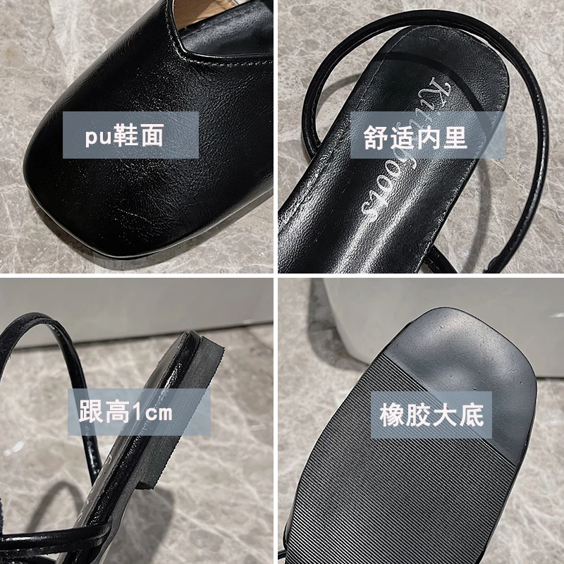 

Low Sandals Woman Leather Shoes Closed Toe Clear Heels All-Match Shallow Mouth Mary Jane Suit Female Beige 2021 Summer Low-heele