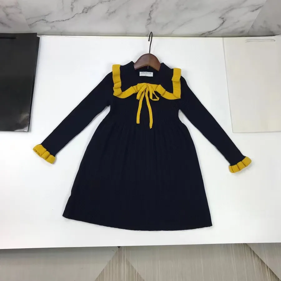 

2021 Winter Knitted Navy Collar Red Girls Dress High-Qulity Boutique Outwear 4 5 6 8 10 12 14Years