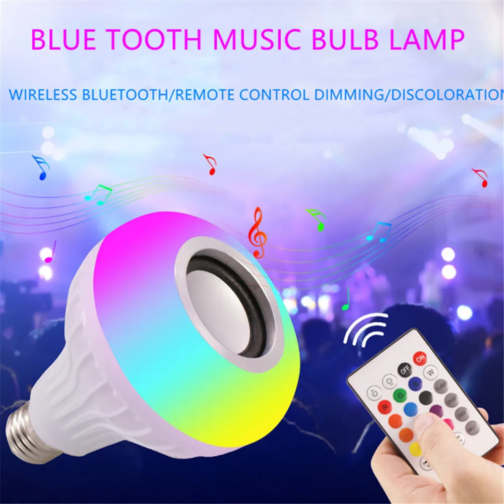 Умная Музыка RGB E27 светодиодная лампочка с дистанционным управлением 24 клавишами