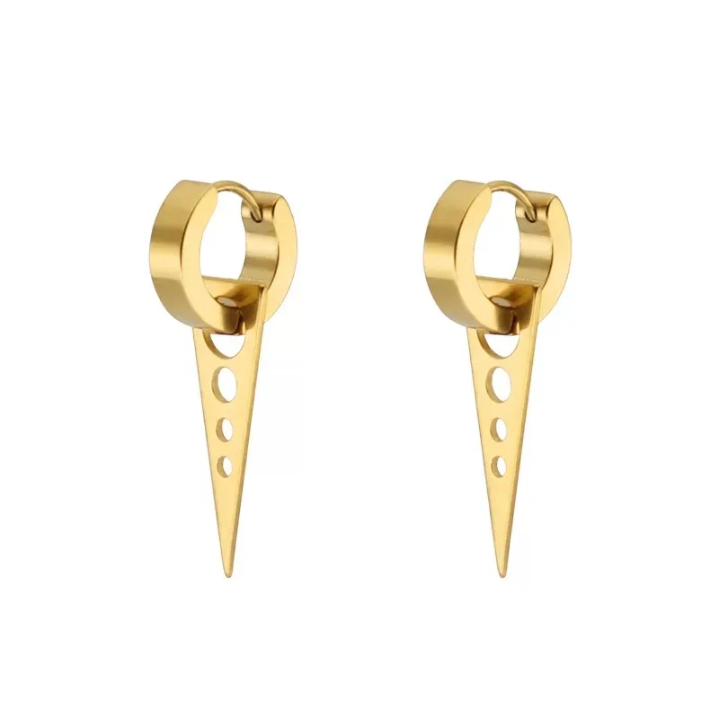 

20 Pairs Wholesale triangle Steel Earrrings for Men Women Ear Jewelry Golden Silver Black Color