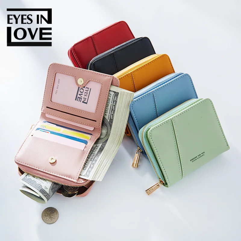 Кожаный маленький кошелек Eyes In Love женский короткий держатель для id карты