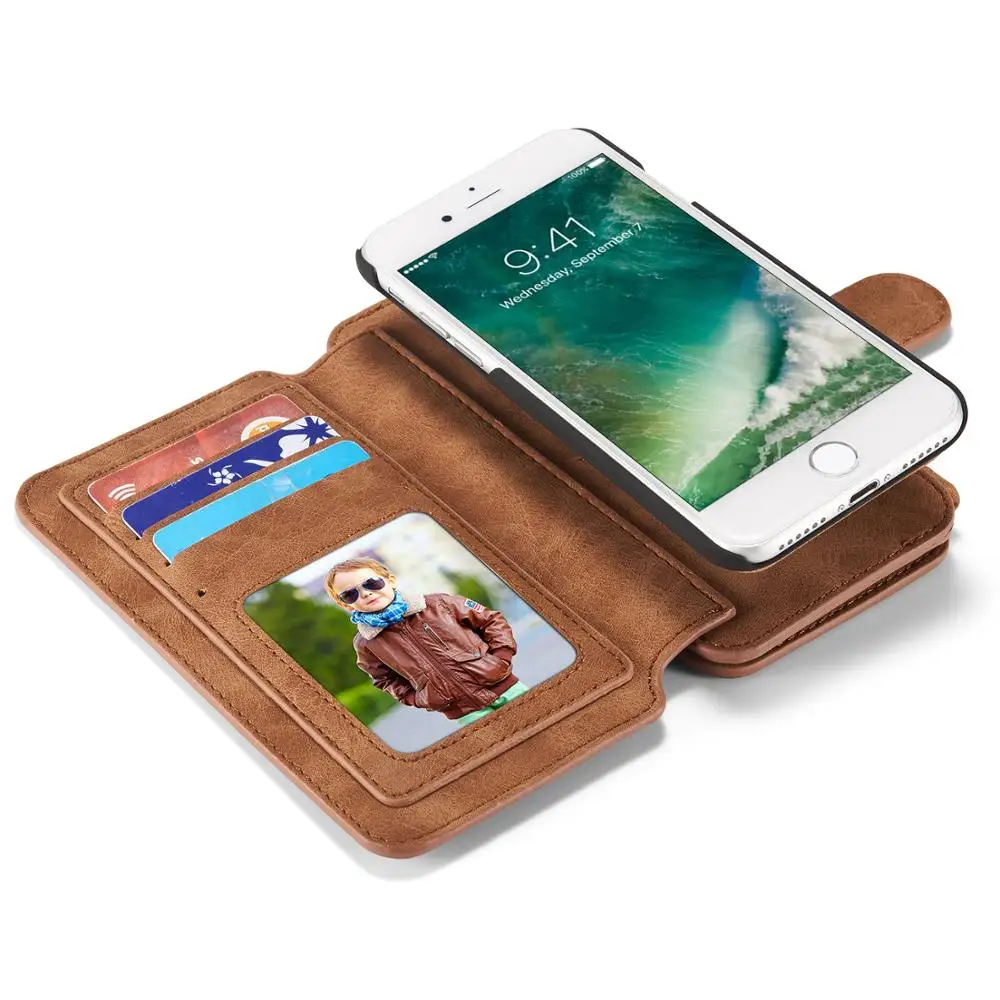 Роскошный кожаный чехол с 14 отделениями для карт для iPhone 7, 8, 6, 6S Plus, флип-сумка на молнии для iPhone X, XS, Max, XR, многофункциональный чехол для телефона