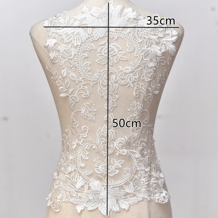 DIY 35*57cm embroidered lace applique for wedding dress large floral lace fabrics appliques patch accessories for bridesmaid