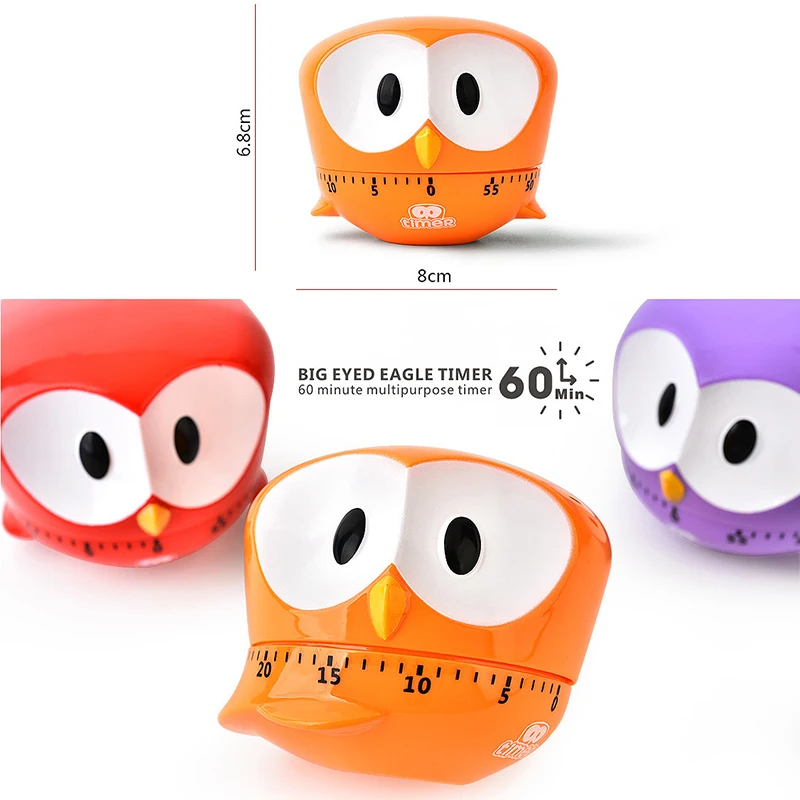 Cute Owl Kitchen Timers Practical Cooking Baking Bell Clock Creative Big Eye Eagle Shaped Desktop Decoration Kids Timer Digital | Дом и сад
