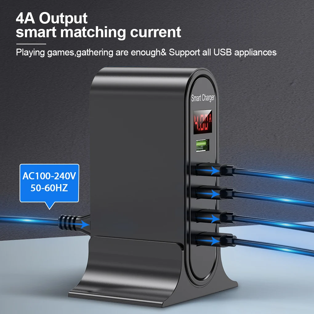 

Nultiple Charge Protection Design Phone Charger 5 Port USB 5V 4A Charging Adapter Digital Portable Charger Station