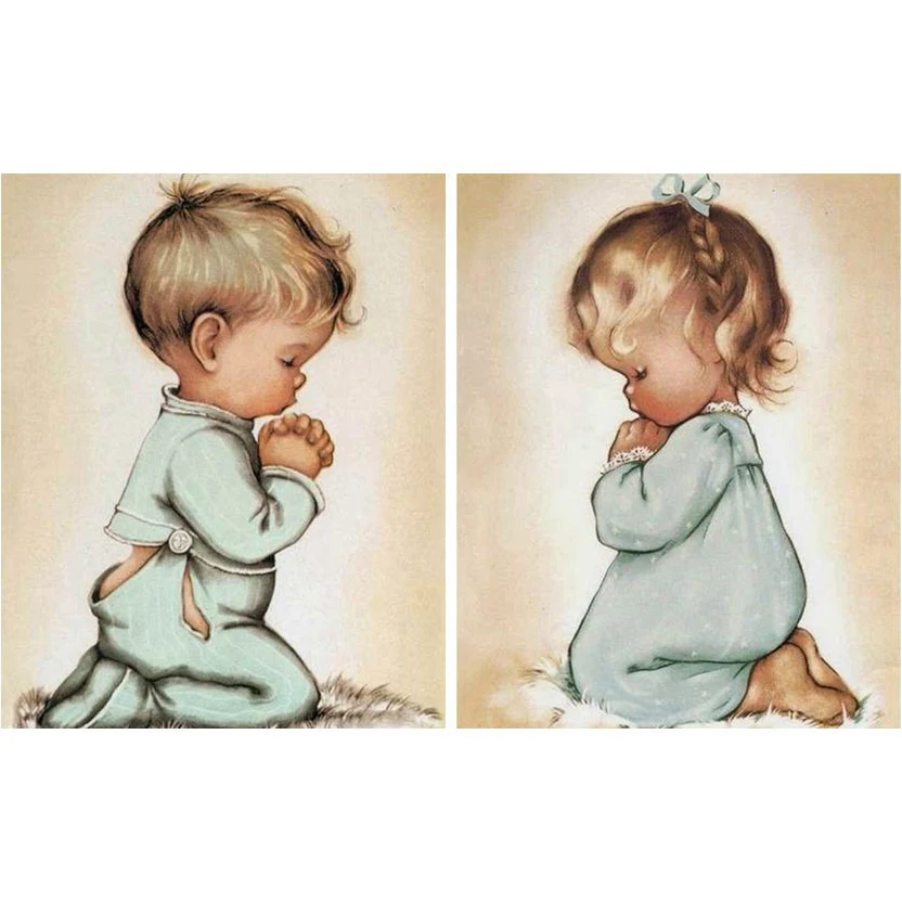 

Алмазная 5D картина «сделай сам» для детей, молитвенная вышивка мальчиком и девочкой, вышивка крестиком, мозаика, Набор для творчества, домаш...