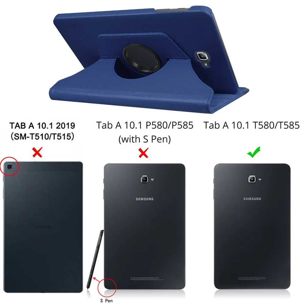 Dark Blue Вращающийся на 360 градусов Чехол-книжка для samsung Galaxy Tab A A6 10,1 T580 T585 SM-T580 SM-T585 10,1 дюймовые планшеты - Цвет: Dark Blue
