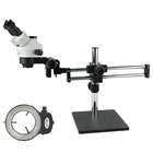 Simul-Focal 3.5X  90X Тринокулярный Стерео микроскоп, универсальный кронштейн, двойная стойка стрелы 144 светодиодное освещение для микроскопа комплект