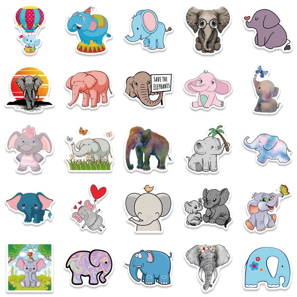 103050 pcs cartoon cute baby elephant doodle stickers diy phone fridge laptop moto luggage skateboard kids toy reward stickers free global shipping
