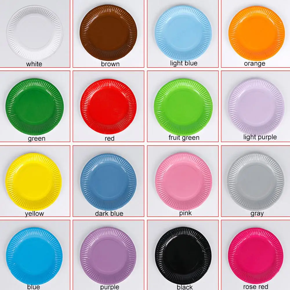 Столовая посуда 18 см одноразовые Экономичные тарелки простые однотонные цвета 20