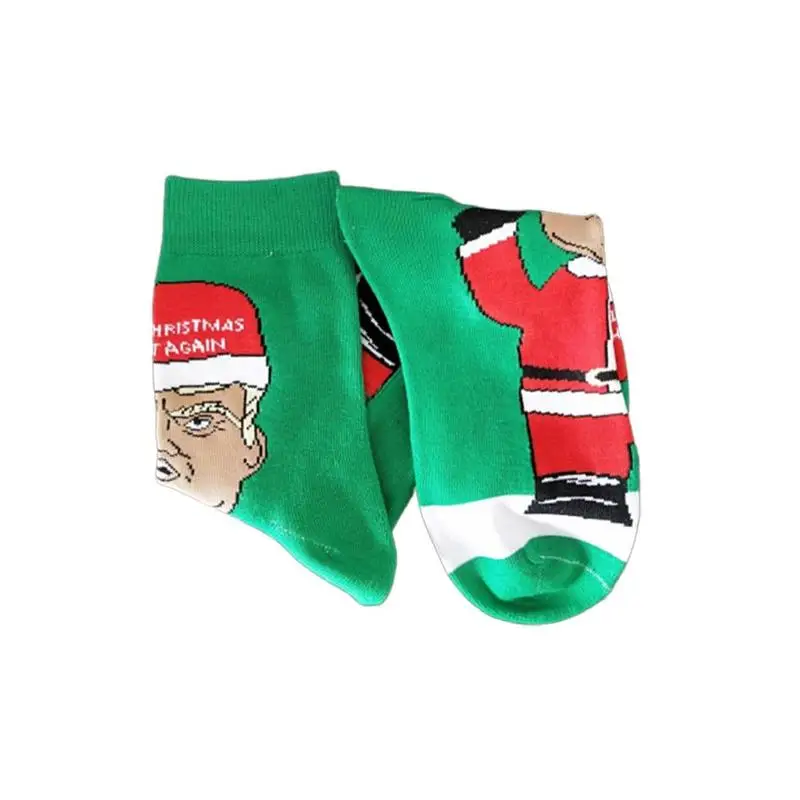 1 пара хлопчатобумажных носков с принтом Трамп рождественские носки для женщин и