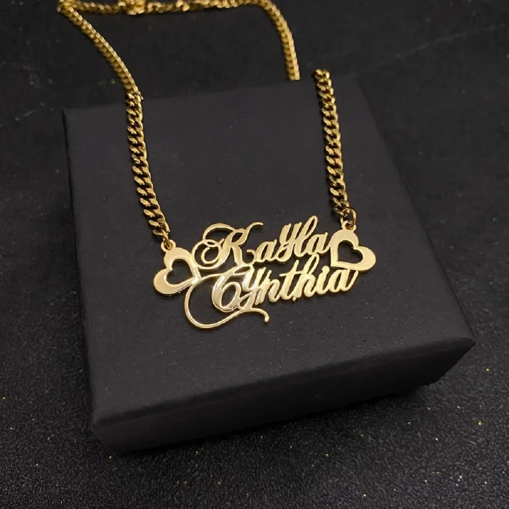 

Custom Name Necklace With Heart Stainless Steel Gold Chain Silver Name Necklaces Personalized Letter Pendant Jewelry For Women