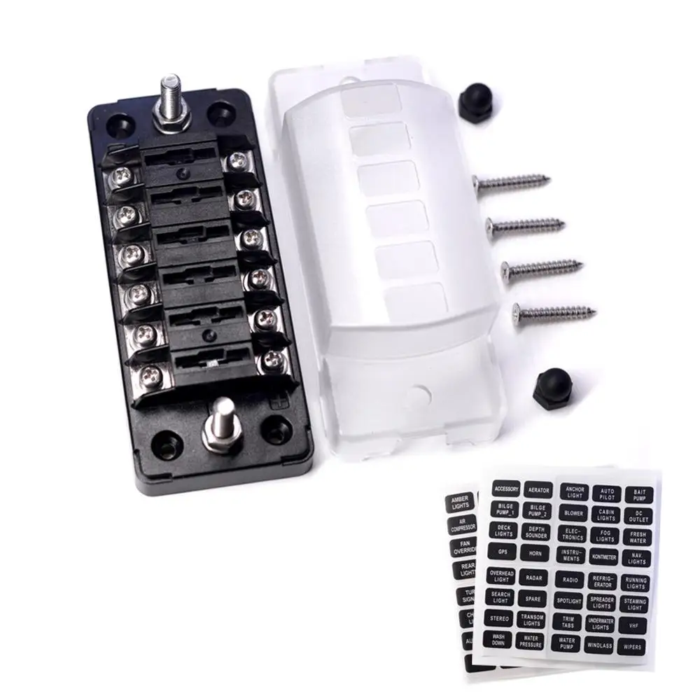 Блок предохранителей JOYHO 6-Way с отрицательной Шиной-6 цепи DC12V-32 ATC/ATO блок
