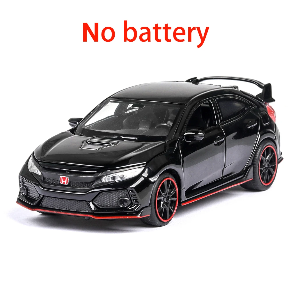 Black-box-No battery 1:32 Civic TYPE-R Diecasts машинки, игрушечный автомобиль, модель автомобиля со звуком, светильник, коллекция, игрушки для мальчиков, подарки для детей - Цвет: Black-box-No battery