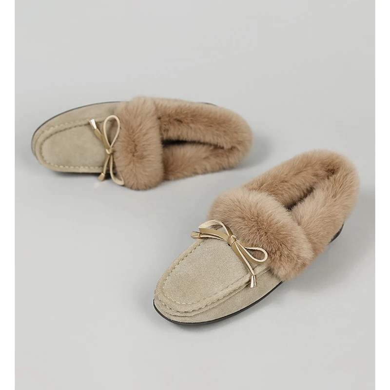 Обувь SWYIVY на плоской подошве женская теплая зимняя обувь с кроличьим мехом