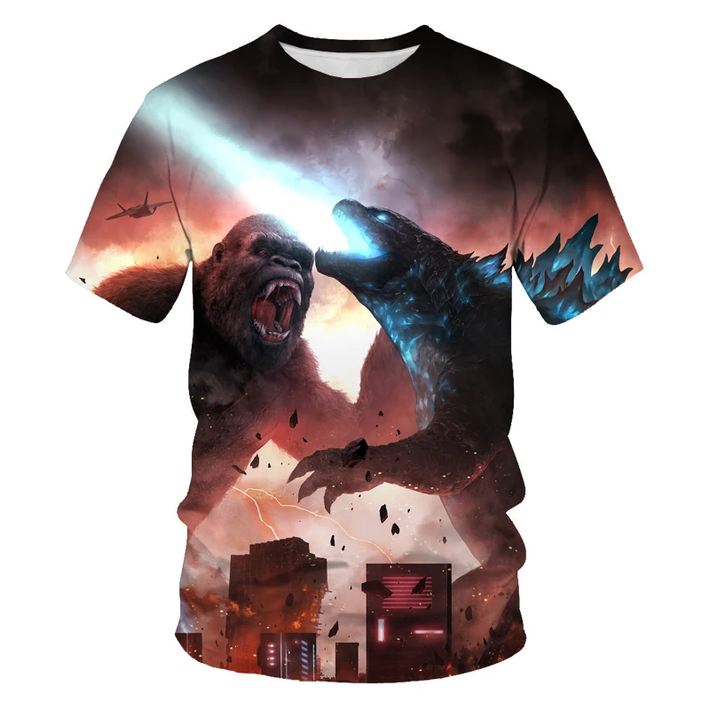 

POP, OP style casual fashion men's and women's 3DT shirt printing 3D movie monster animal pattern, oversized breathable T-shirt