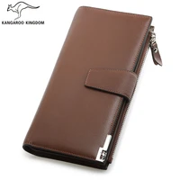 kangaroo kingdom luxury genuine leather men wallets long clutch purse brand card holder wallet large capacity