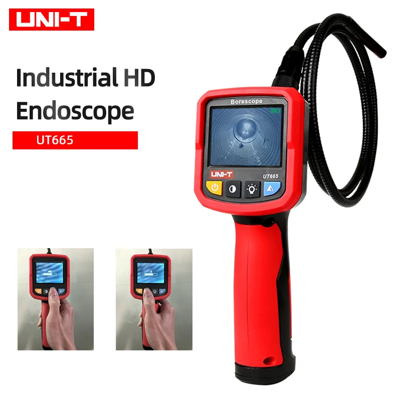 UNI T UT665 промышленный эндоскоп HD зонд ручной 2 4 дюймовый IP67 водонепроницаемая