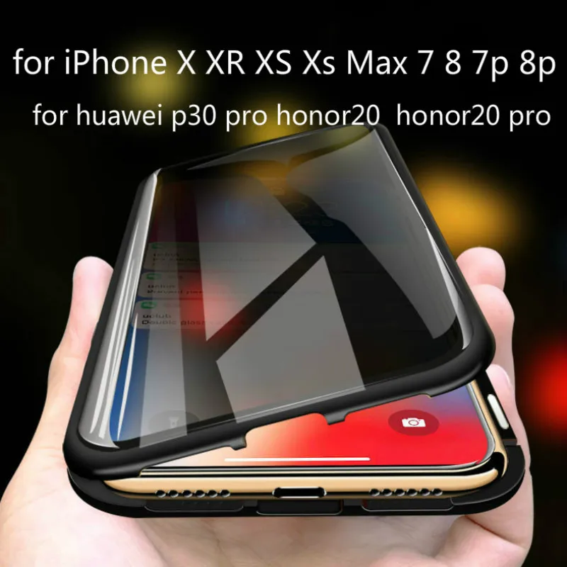 Двусторонний стеклянный чехол для IPhone Xs Max Xr X 7 8plus с металлической рамкой