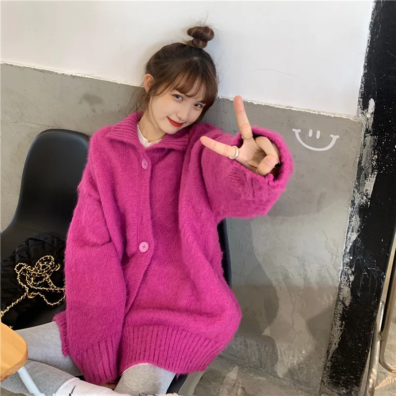 

Autumn Winter Casual Loose Single Solid Color Long Cardigans For Women Streetwear Sweater Jacket Maternity Jumper Outwear