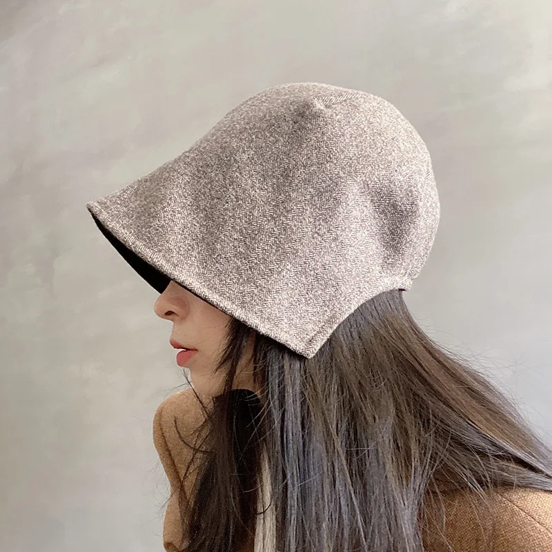 2020 new autumn and winter Korean bucket cap women's double basin hat net red beggar woolen fisherman's hat bucket hat womens