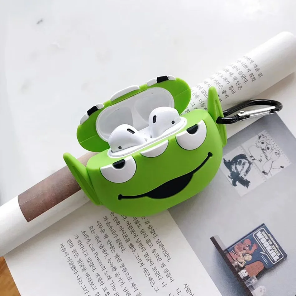 Для AirPods Pro Чехол 3D Милый Забавный инопланетянин кавайный мультяшный чехол для наушников для AirPods 3 Мягкий защитный чехол с крючок карабина