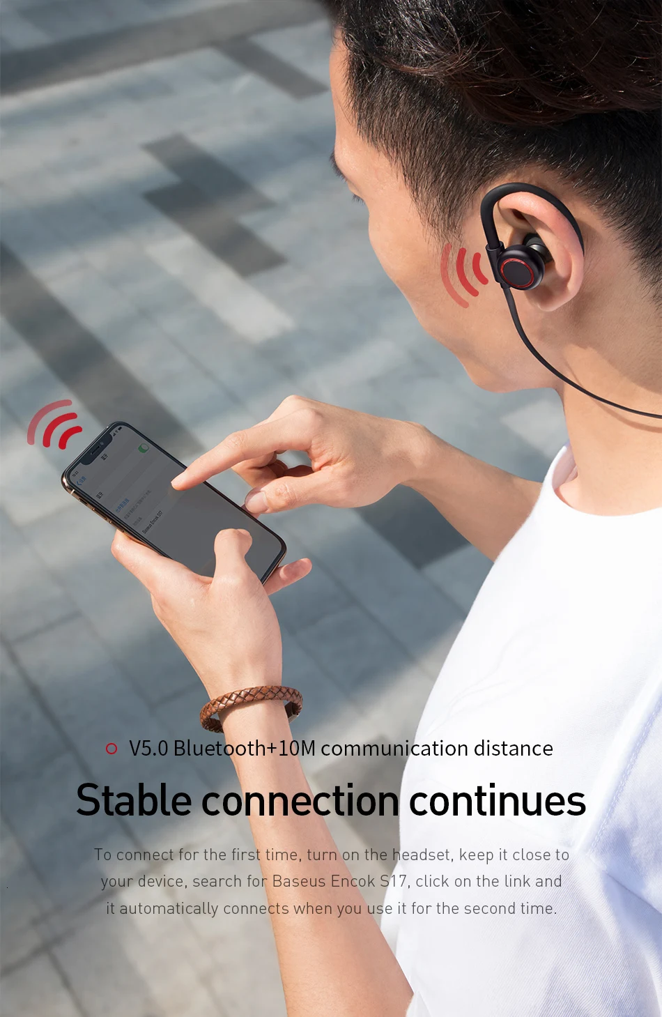 Baseus S17 Спортивные Беспроводные наушники Bluetooth 5,0 наушники для Xiaomi Redmi Note 7 Iphone 8 XR huawei гарнитура громкой связи