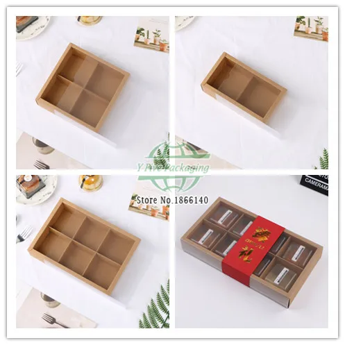 

4 размера, ящик из крафт-бумаги, коробка из ПВХ, коробка для печенья и торта, ящик для макарон, шоколад, Подарочная бумажная коробка, 50 шт., бесплатная доставка