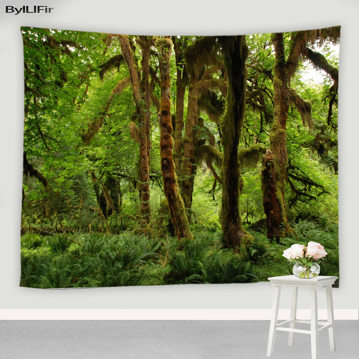 Настенный Гобелен Mist Forest с пейзажем солнечные деревья психоделический хиппи